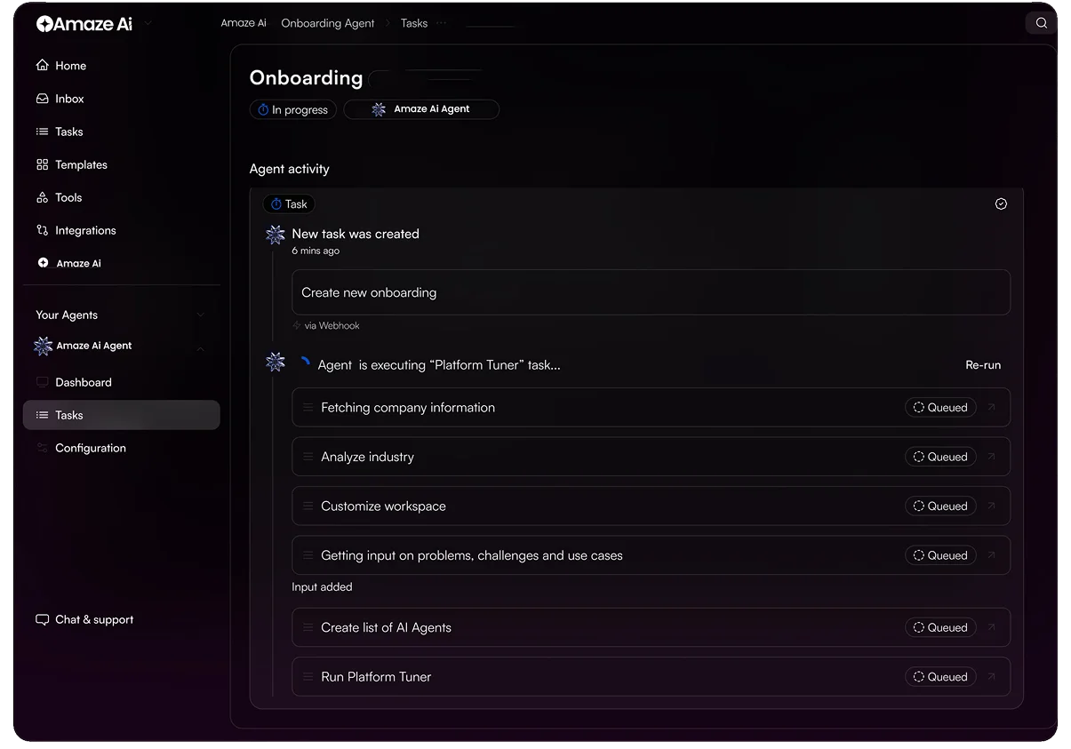 AmazeAI Platform Dashboard